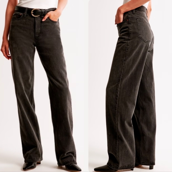 Abercrombie & Fitch Denim - Abercrombie & Fitch The Loose High Rise Washed Black Baggy Leg Rigid Jeans 29 8L